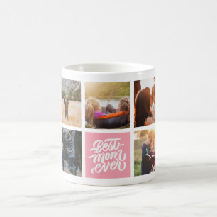 Best Mum Ever Personalised Photo Collage Pink Coffee Mug
