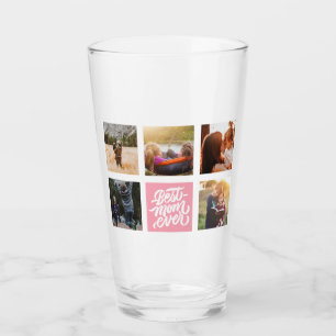 Best Mum Ever Personalised Photo Collage Pink Glass