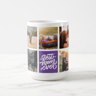 Best Mum Ever Personalised Photo Collage Purple Coffee Mug