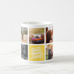 Best Mum Ever Personalised Photo Collage Yellow Coffee Mug