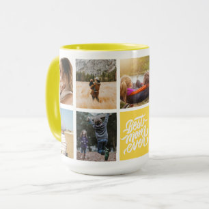 Best Mum Ever Personalised Photo Collage Yellow Mug