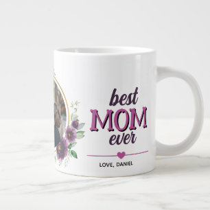 Best Mum Ever Personalised Photo Floral Large Coffee Mug