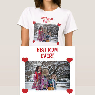 Best Mum Ever Personalised Photo Hearts Create T-Shirt
