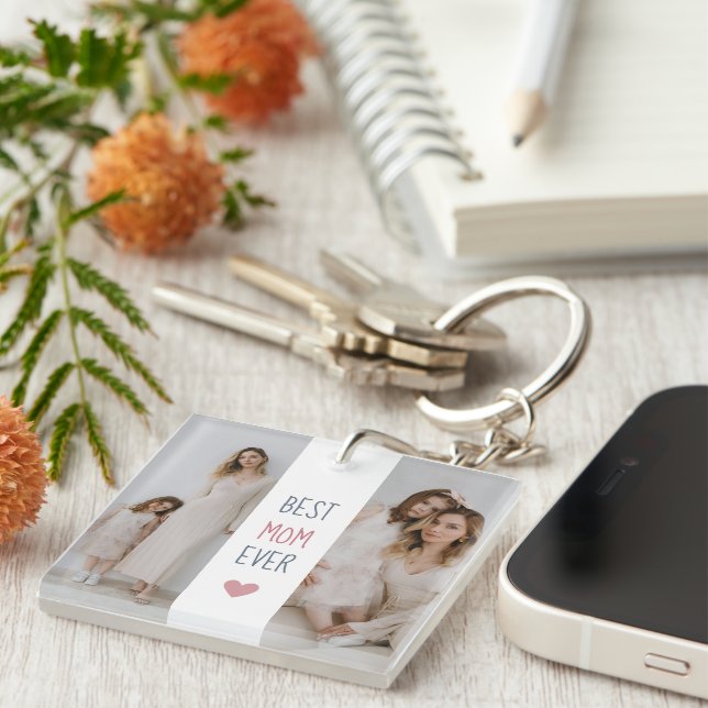Best Mum Ever – Personalised Photo Keychain (Front Right)