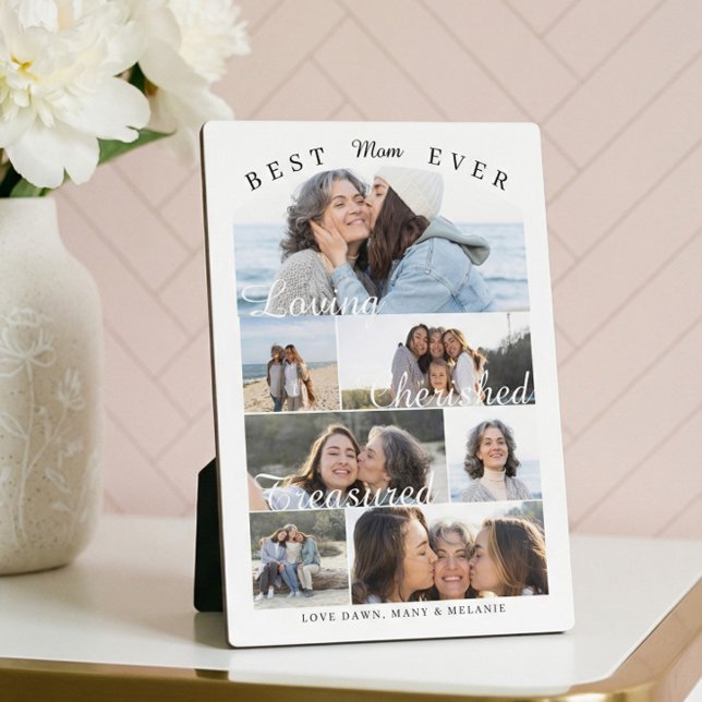 Best Mum Ever Personalised Photo Memory Collage Plaque (Custom Best Mom Ever Family Photo Collage Keepsake Plaque)