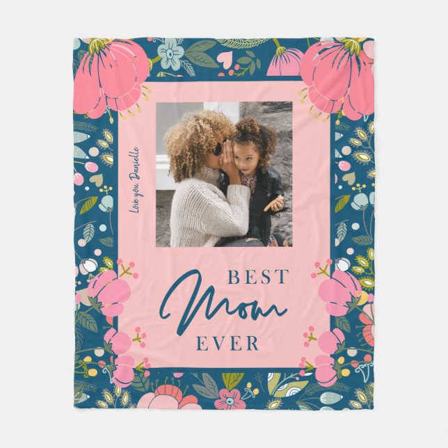 Best mum ever personalised photo Mothers Day Fleece Blanket (Front)