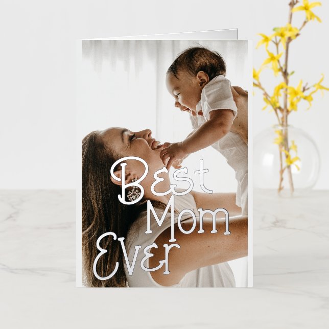 Best Mum Ever Personalised Photo Mothers Day Foil Greeting Card (Yellow Flower)