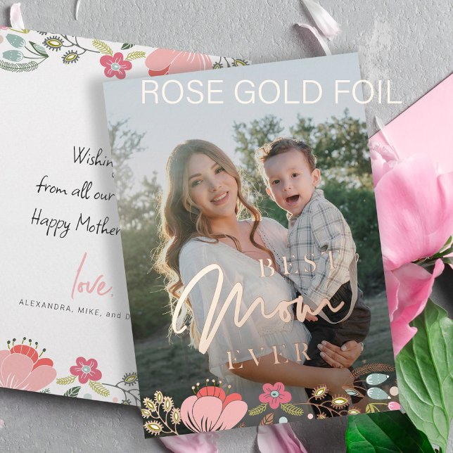 Best mum ever personalised photo Mothers Day Foil Holiday Card (Creator Uploaded)