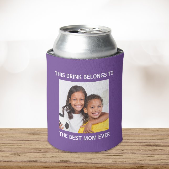 Best Mum Ever Personalised Photo Purple Can Cooler (Creator Uploaded)