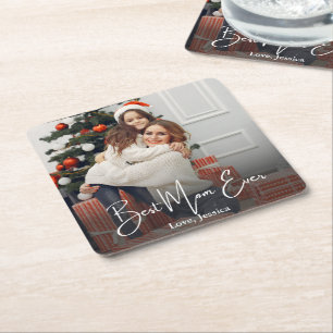Best Mum Ever Personalised Photo Square Paper Coaster