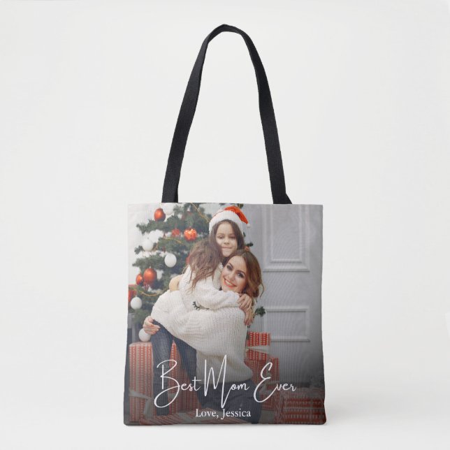 Best Mum Ever Personalised Photo Tote Bag (Front)