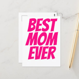 Best mum ever personalised text hot pink postcard