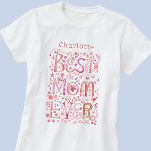 Best Mum Ever Personalised Watercolor T-Shirt