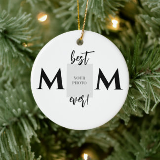 Best Mum Ever Photo and Text Mother's Day Ceramic Tree Decoration