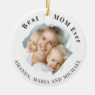 Best Mum Ever Photo Ceramic Tree Decoration