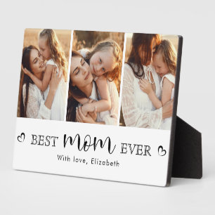 Best Mum Ever Photo Collage Cute Trendy Plaque