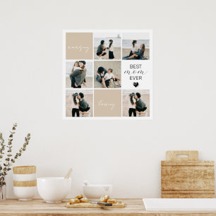 Best Mum Ever Photo Collage Mocha Poster