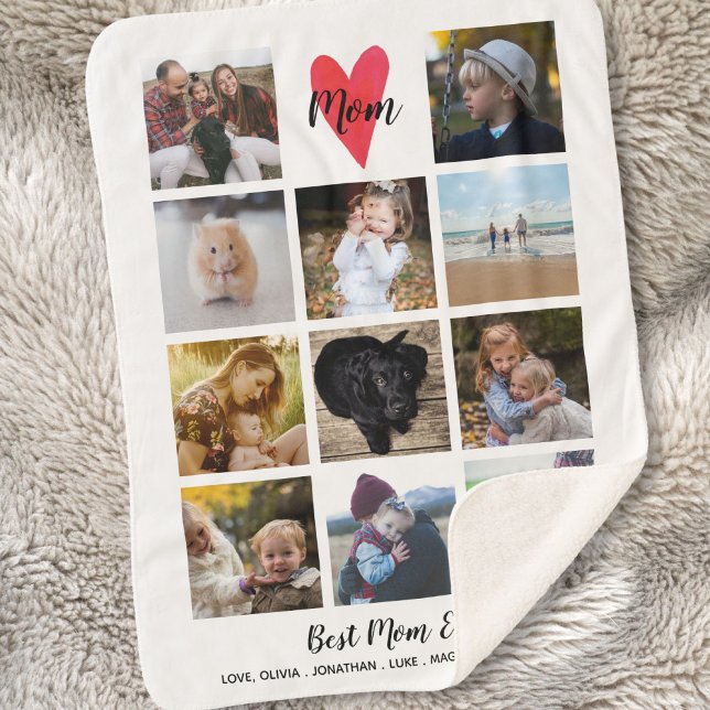 Best Mum Ever Photo Collage Mother's Day Birthday Sherpa Blanket (Creator Uploaded)