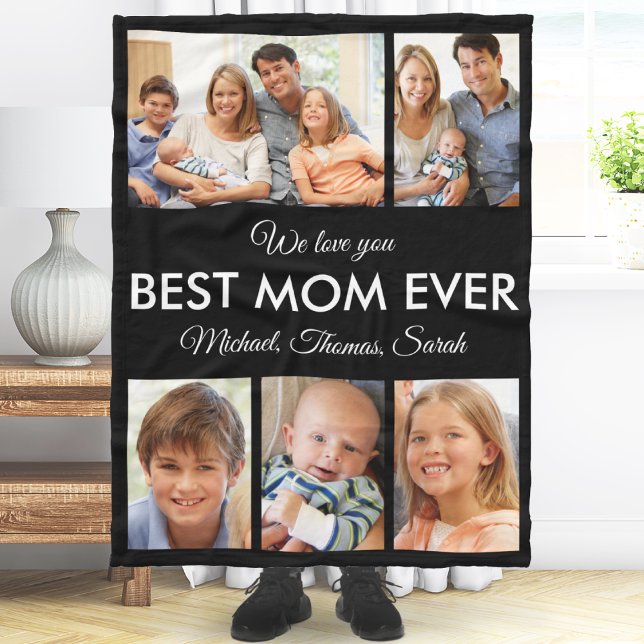 Best Mum Ever Photo Collage Mothers Day Fleece Blanket (Best Mom Ever Photo Collage Mothers Day Fleece Blanket)