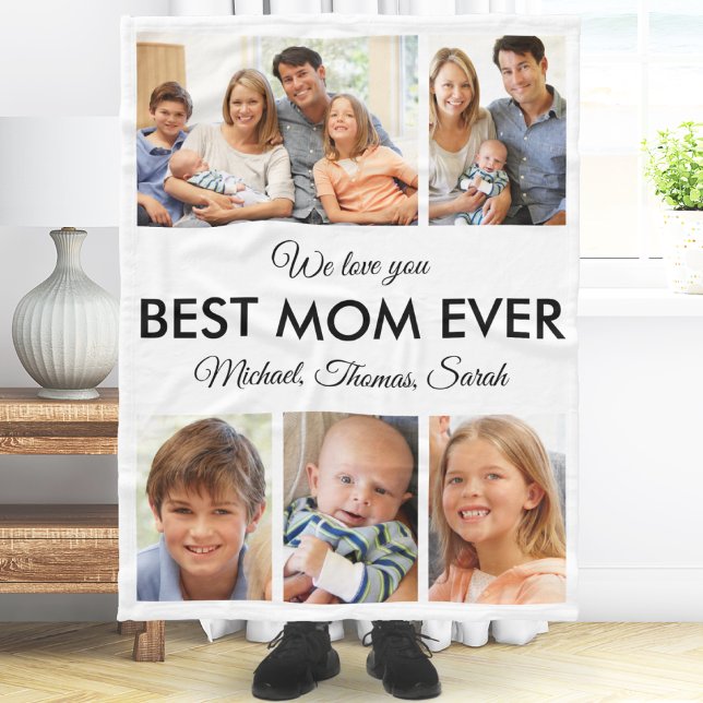 Best Mum Ever Photo Collage Mothers Day Fleece Blanket (Best Mom Ever Photo Collage Mothers Day Fleece Blanket)