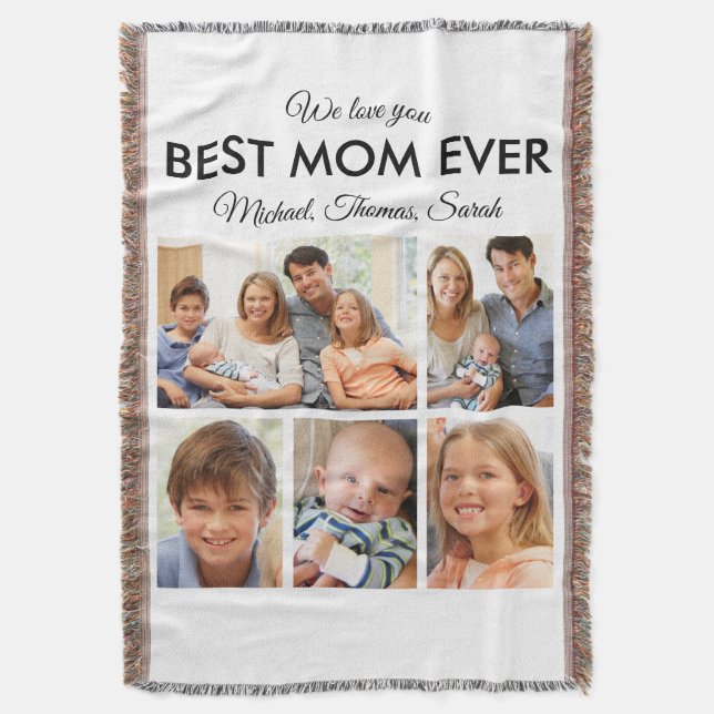 Best Mum Ever Photo Collage Mothers Day Throw Blanket (Front Vertical)