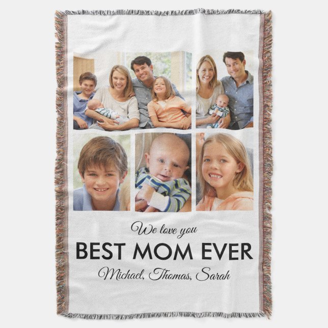 Best Mum Ever Photo Collage Mothers Day Throw Blanket (Front Vertical)