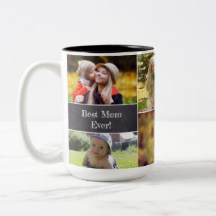 Best Mum Ever Photo collage Mother's day Two-Tone Coffee Mug