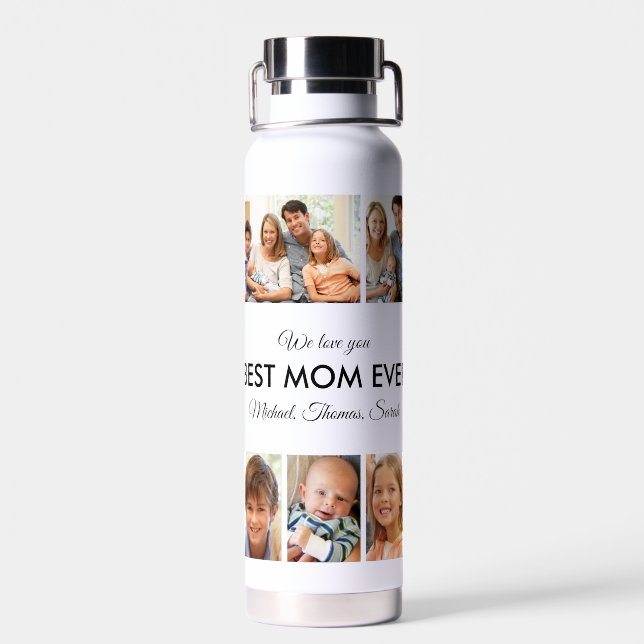 Best Mum Ever Photo Collage Mothers Day Water Bottle (Back)