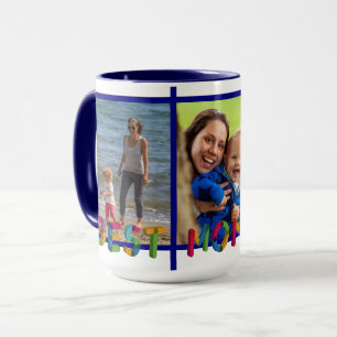Best Mum Ever Photo Collage Personalised Blue Mug
