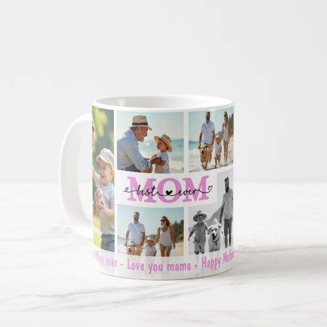 Best Mum Ever Photo Collage, Personalised, Family Coffee Mug (Front Left)