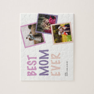 Best Mum Ever Photo Collage Personalised Pastel Jigsaw Puzzle