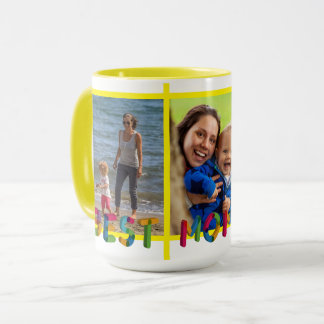 Best Mum Ever Photo Collage Personalised Yellow Mug