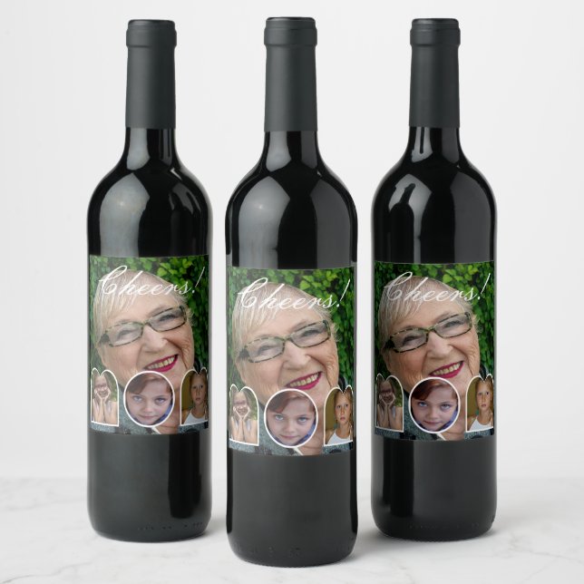 Best Mum Ever Photo Collage Wine Label (Bottles)