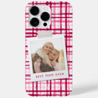 Best Mum Ever Photo Cute Modern Red Pink Pattern