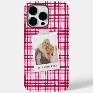 Best Mum Ever Photo Cute Modern Red Pink Pattern iPhone 14 Pro Max Case