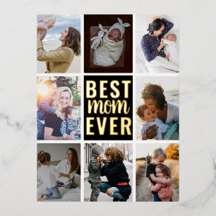 Best Mum Ever Photo Gold Foil Foil Holiday Postcard