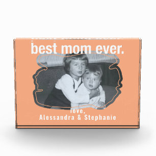 Best mum ever photo keepsake custom boho peach block