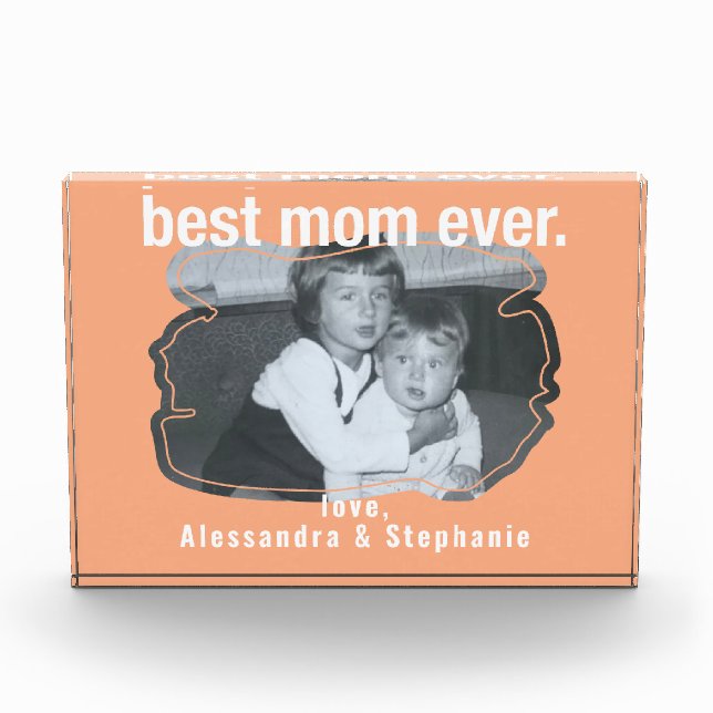 Best mum ever photo keepsake custom boho peach block (Front)