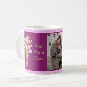 Best mum ever photo & modern flowers Mother’s Day Coffee Mug