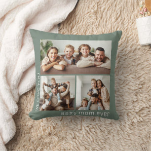 Best Mum Ever Photo Mother's Day Sage Green Cushion