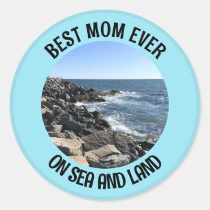 Best Mum Ever Photo of Atlantic Ocean Blue Classic Round Sticker