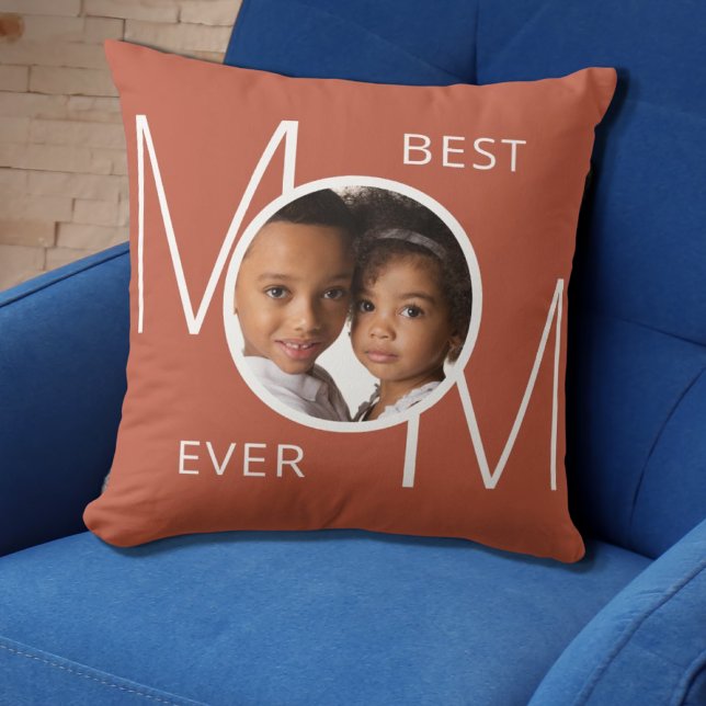 Best Mum Ever Photo Rust Cushion (Creator Uploaded)