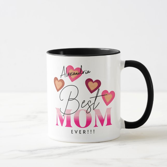 Best Mum Ever, Photo Template Lovely Hearts Coffee Mug (Right)