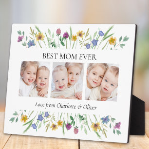 Best Mum Ever Photo Wildflower Floral Plaque