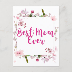 Best Mum Ever Pink Floral Mother's Day Postcard
