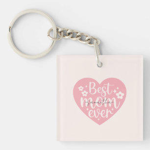 Best Mum Ever - Pink Heart Key Ring
