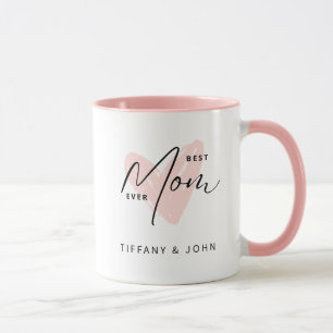 Best Mum Ever Pink Heart Script Cute Message  Mug
