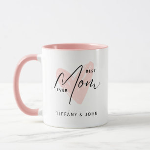 Best Mum Ever Pink Heart Script Cute Message Mug