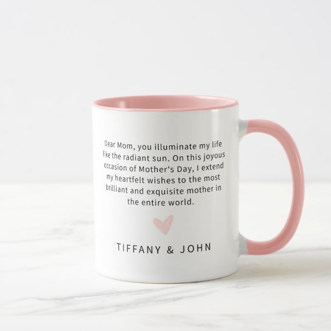 Best Mum Ever Pink Heart Script Cute Message  Mug (Right)