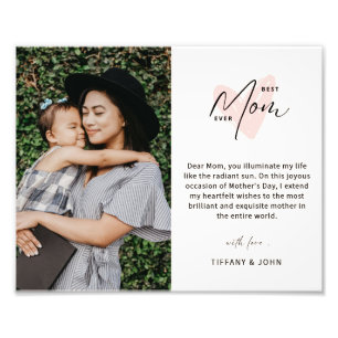 Best Mum Ever Pink Heart Script Cute Message  Photo Print